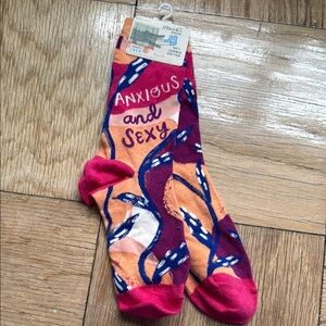Blue Q Pink and Orange Crew Socks